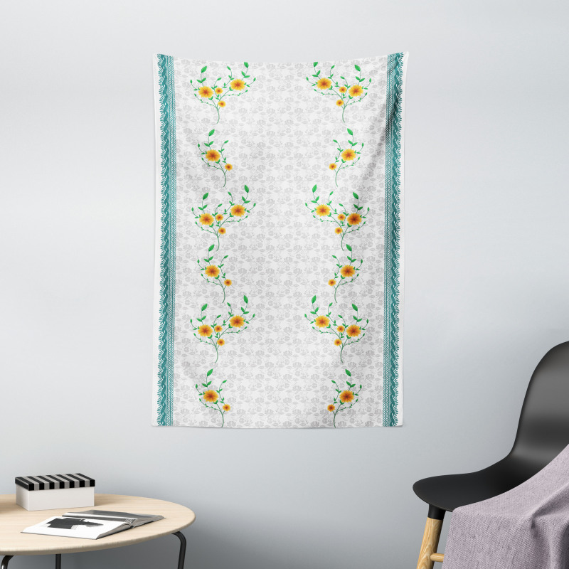 Spring Flowers on Curls Tapestry