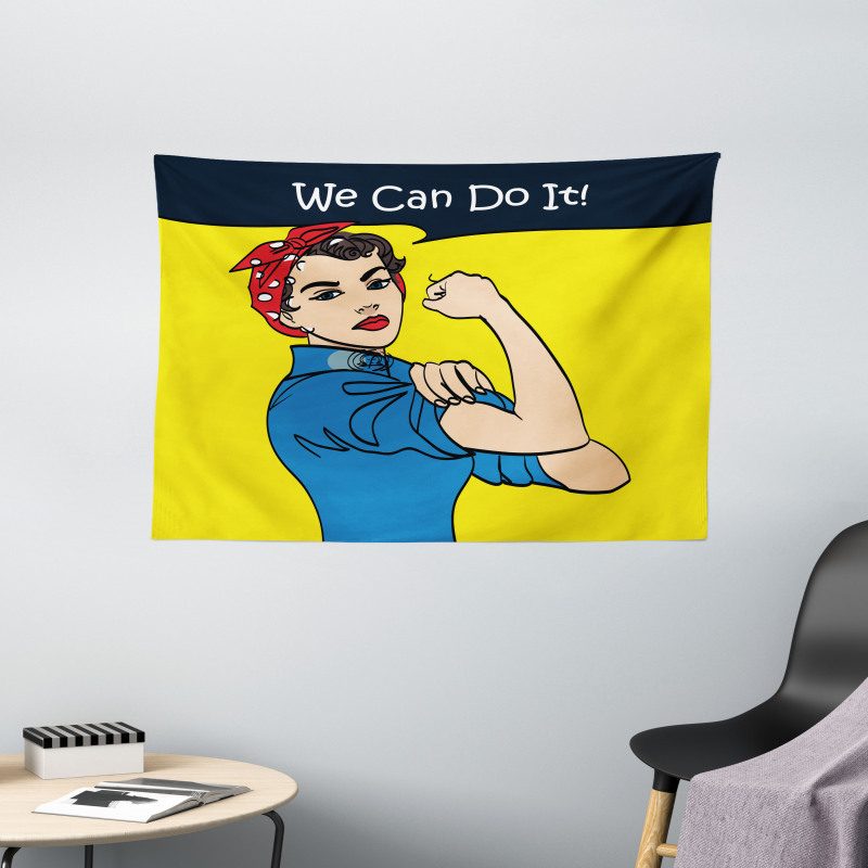 We Can Do It Woman Wide Tapestry