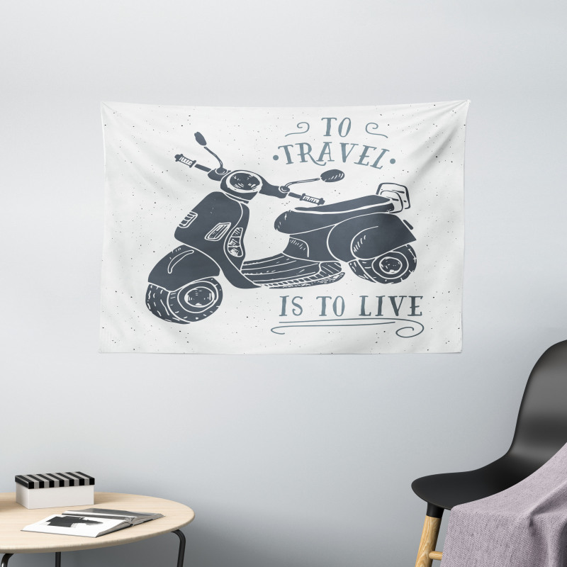 Sketch Scooter Motif Wide Tapestry