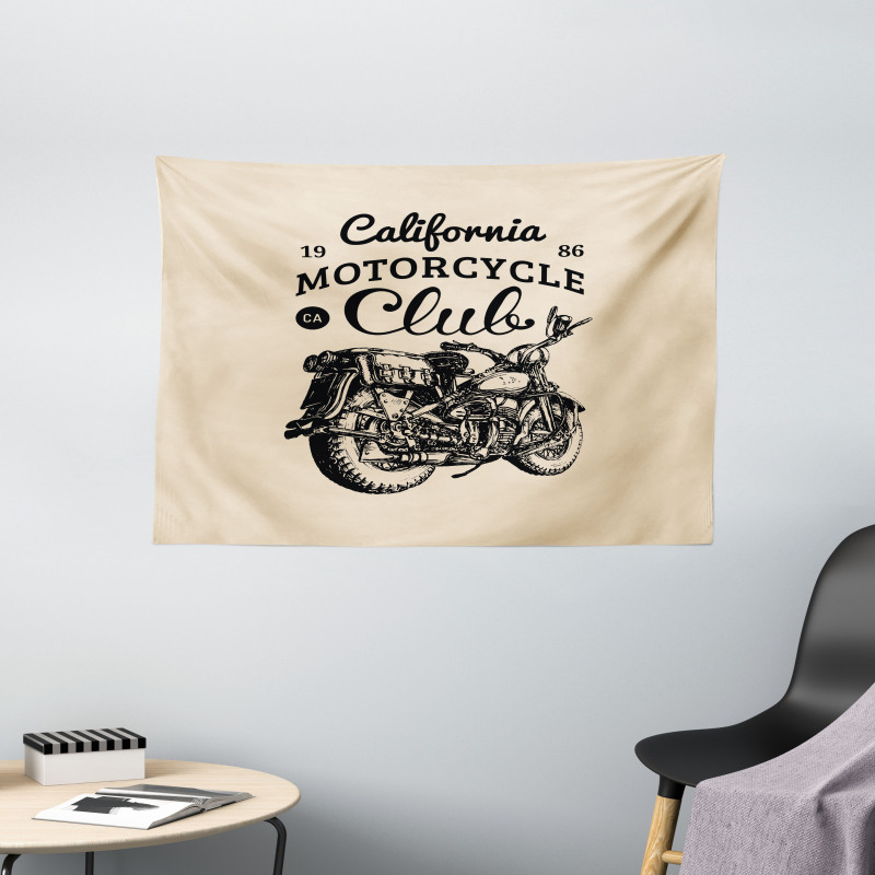 Vintage Chopper Bike Wide Tapestry