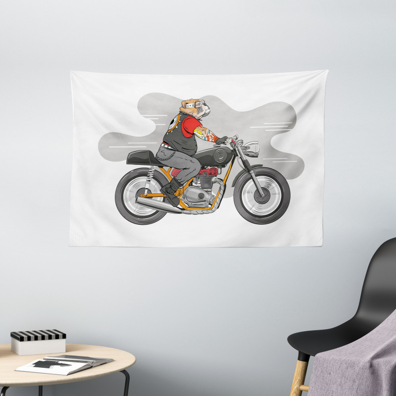 English Bulldog Bike Wide Tapestry