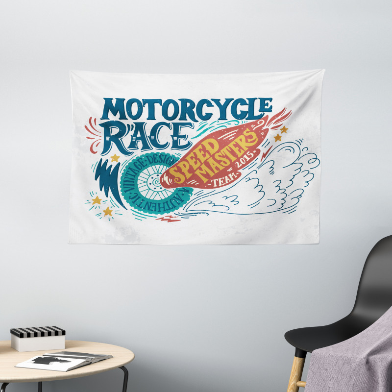 Colorful Tire Words Wide Tapestry