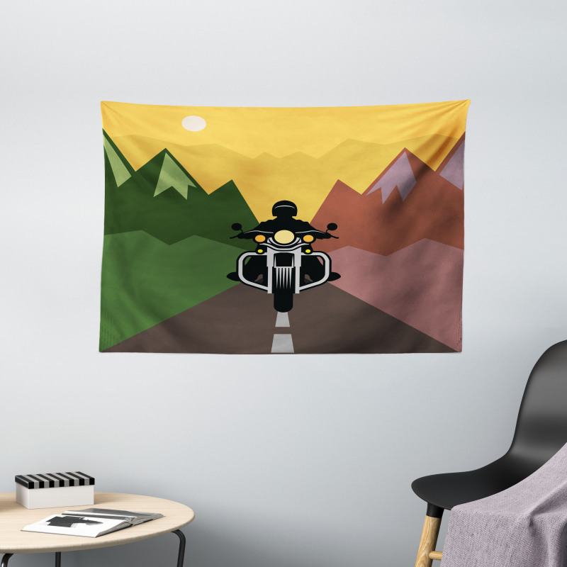 Rider in Mountains Wide Tapestry