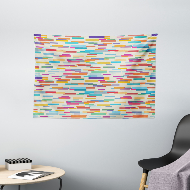 Colorful Rectangles Wide Tapestry