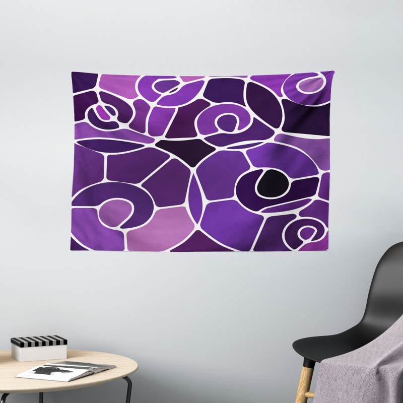 Purple Shaded Spirals Wide Tapestry