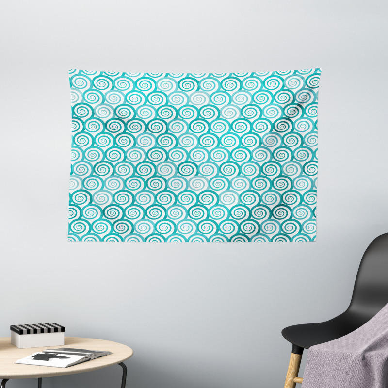 Flat Design Sea Waves Wide Tapestry