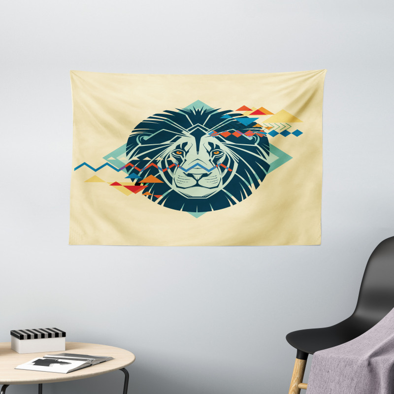 Modern Animal Portrait Wide Tapestry