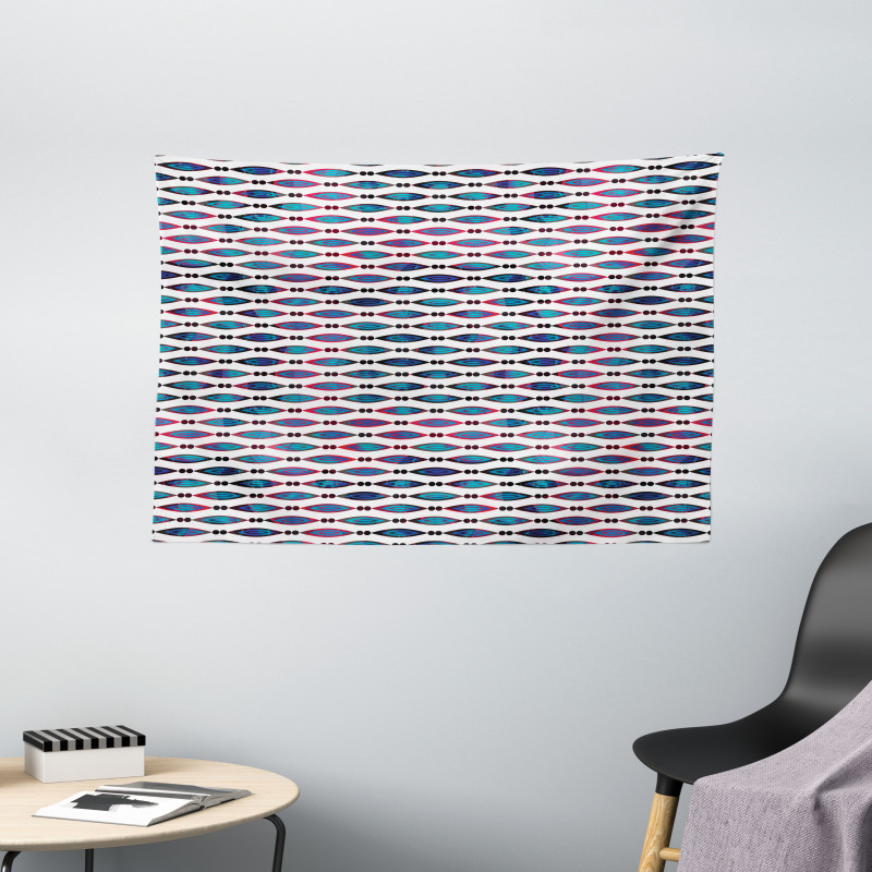 Retro Boho Oval Forms Wide Tapestry