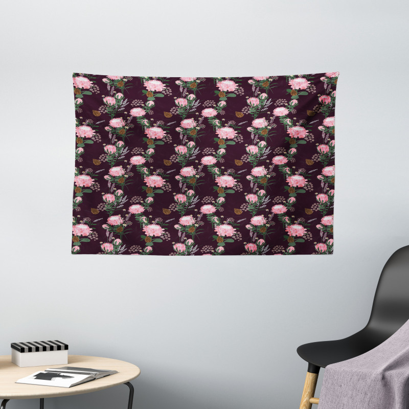 Protea Bouquets Wide Tapestry