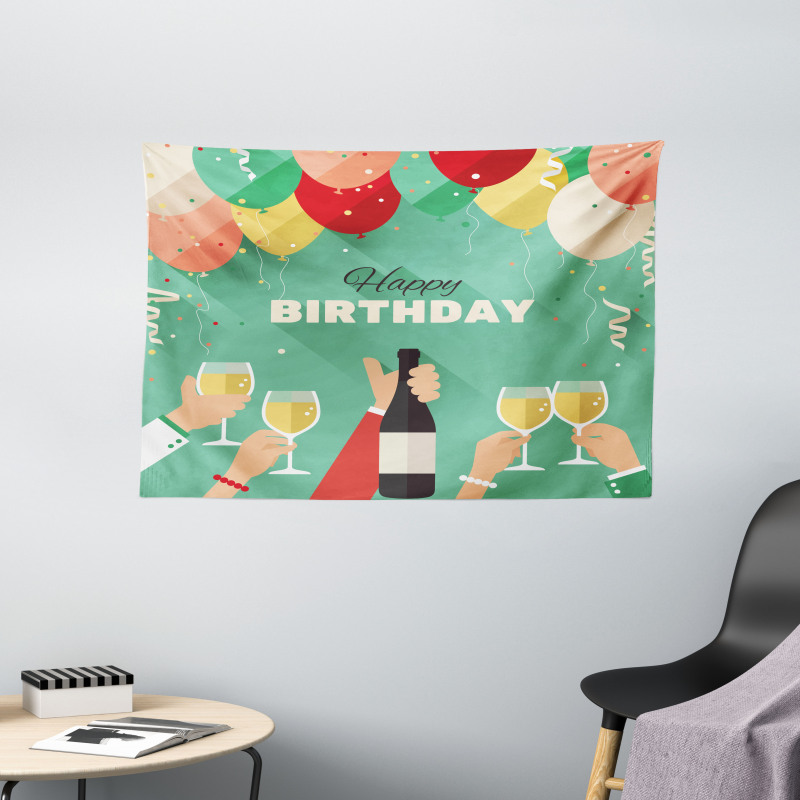 Happy Birthday Greeting Wide Tapestry