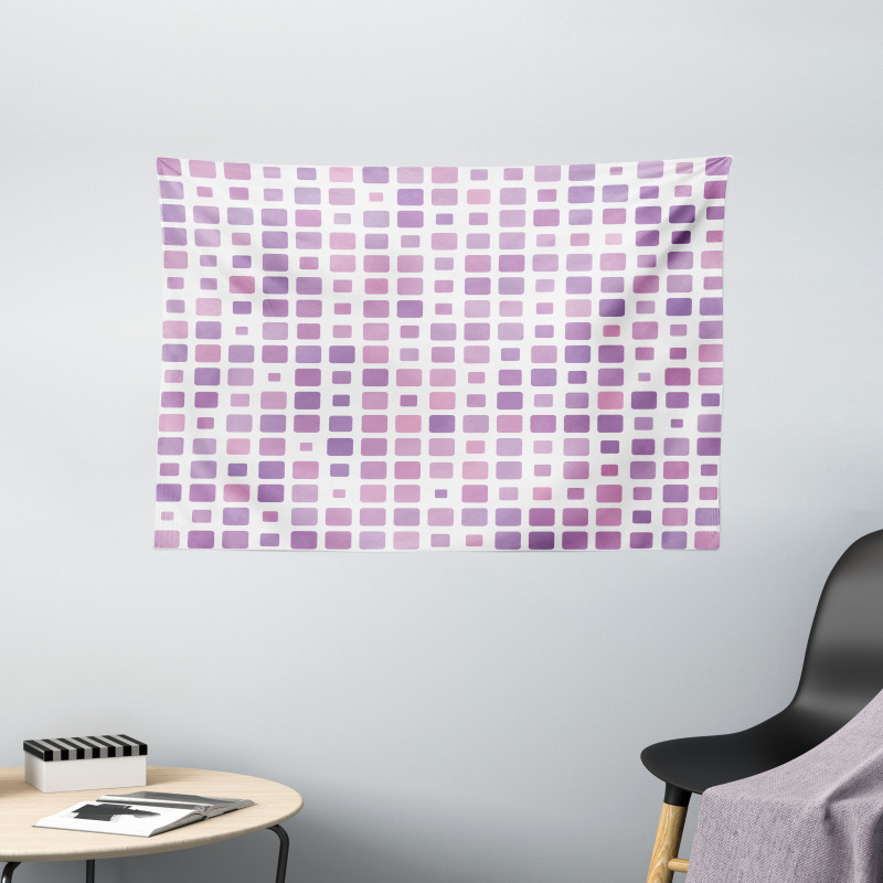 Random Ombre Square Tiles Wide Tapestry