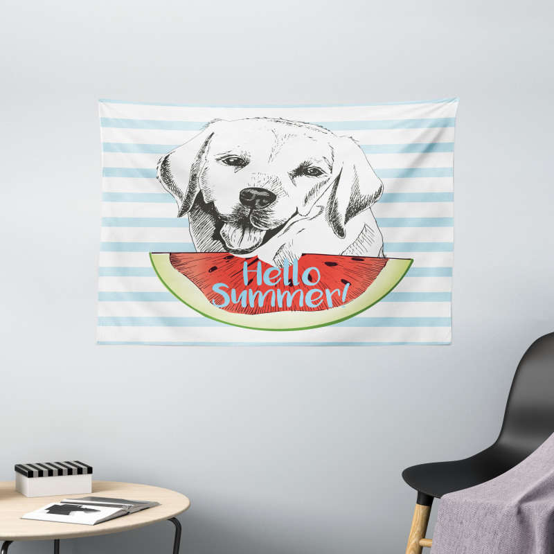 Hello Summer Words Sketch Wide Tapestry