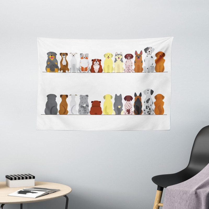 Simplistic Dog Animal Wide Tapestry