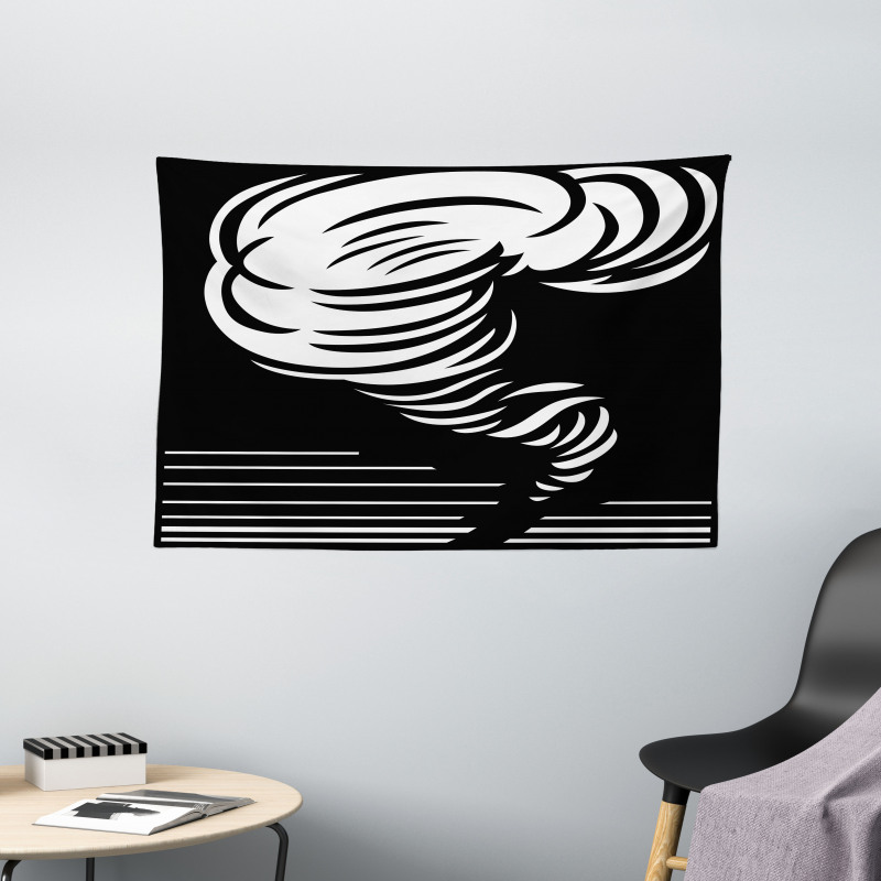 Monochrome Twister Design Wide Tapestry