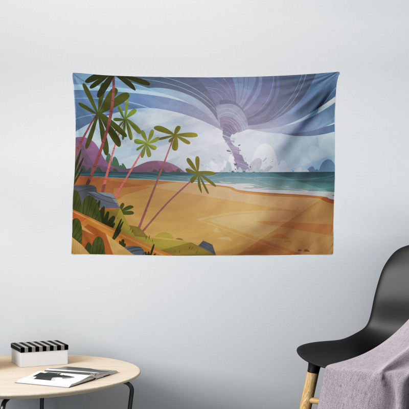 Hurricane in Ocean Beach Wide Tapestry