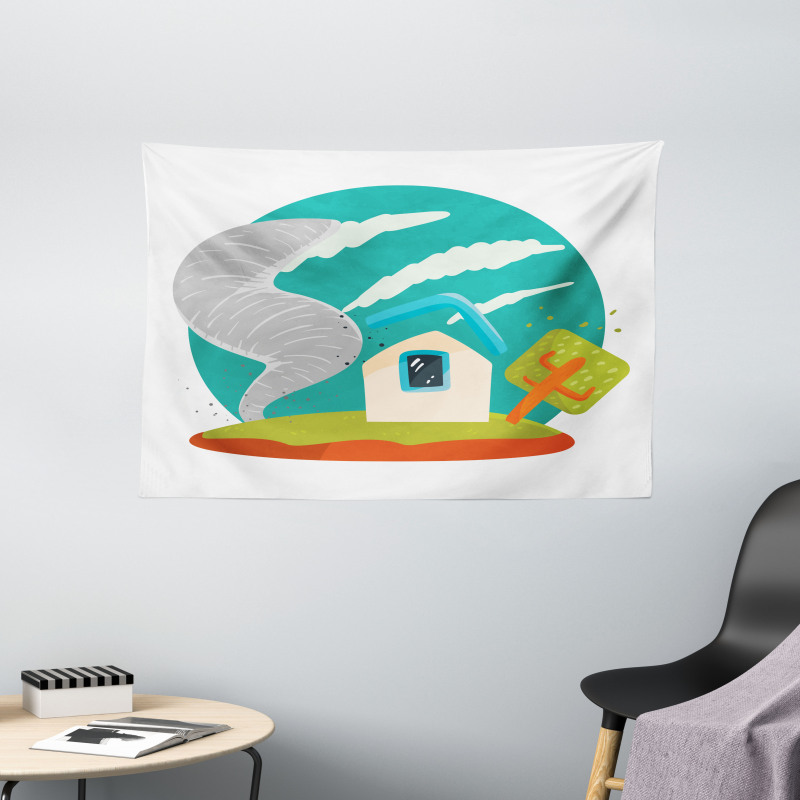 Cartoon Style Whirlwinds Wide Tapestry