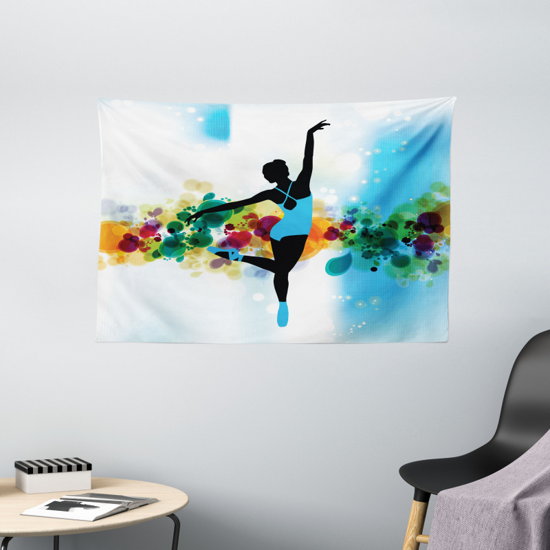 Dancer on Abstract Backdrop Wide Tapestry