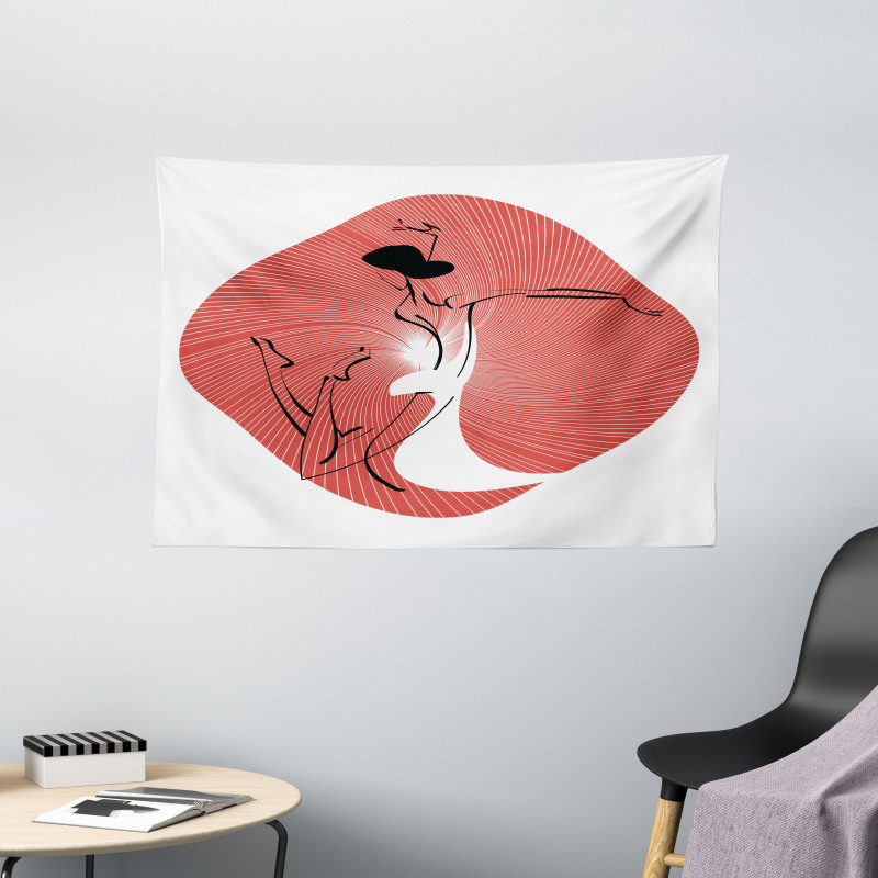 Dancer Drawn by Lines Wide Tapestry