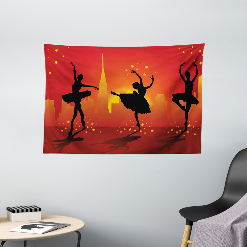 Dancers with Stars Cityscape Wide Tapestry