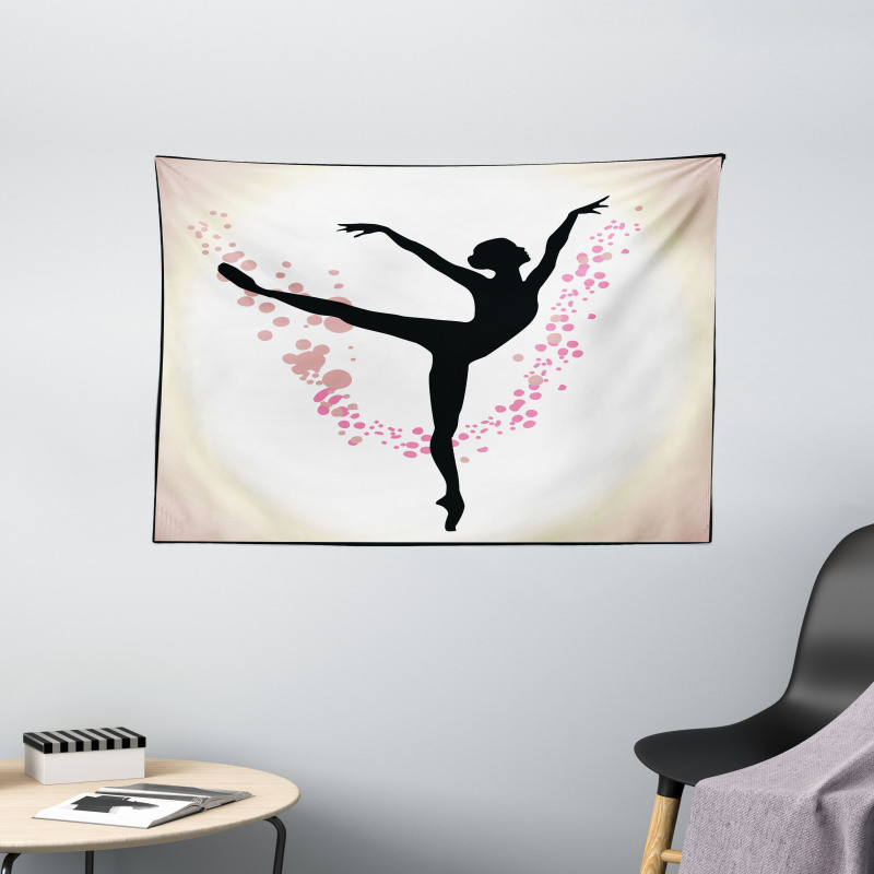 Woman Dancer Color Spots Wide Tapestry