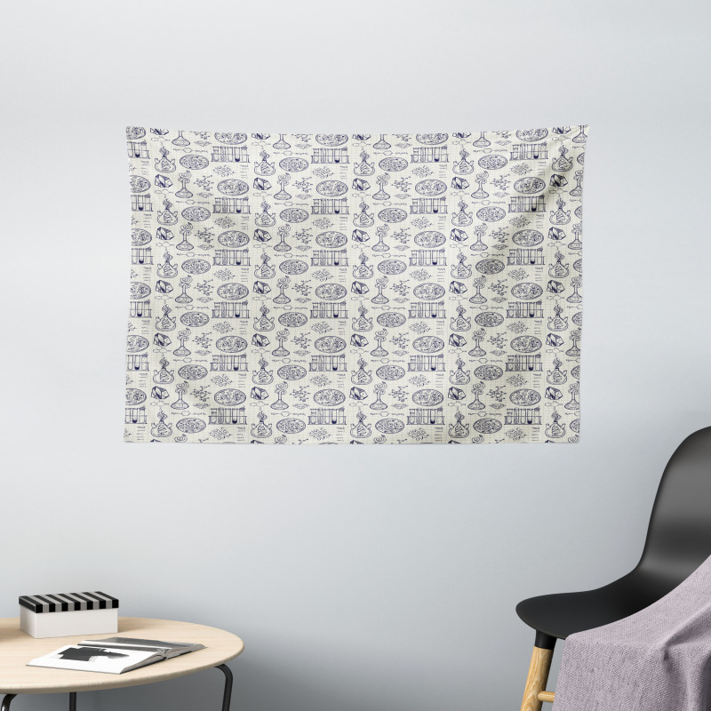 Sketch Art Laboratory Objects Wide Tapestry