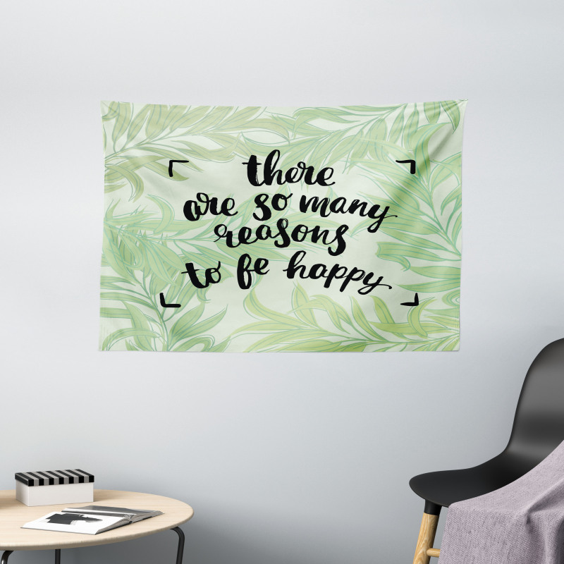 Green Leafy Branches Words Wide Tapestry