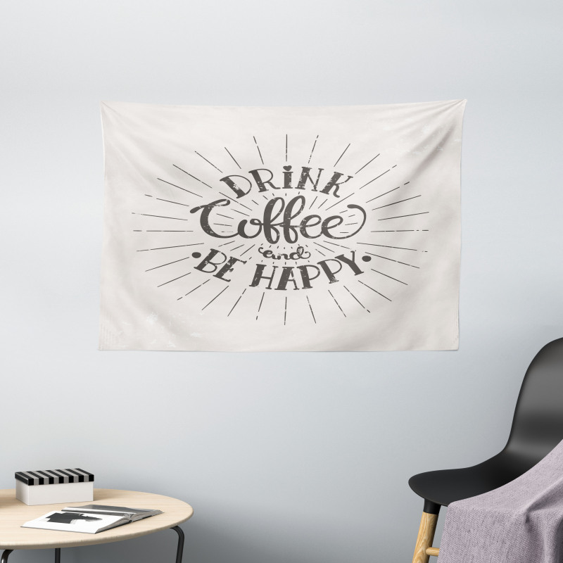 Coffee Words Grunge Effect Wide Tapestry