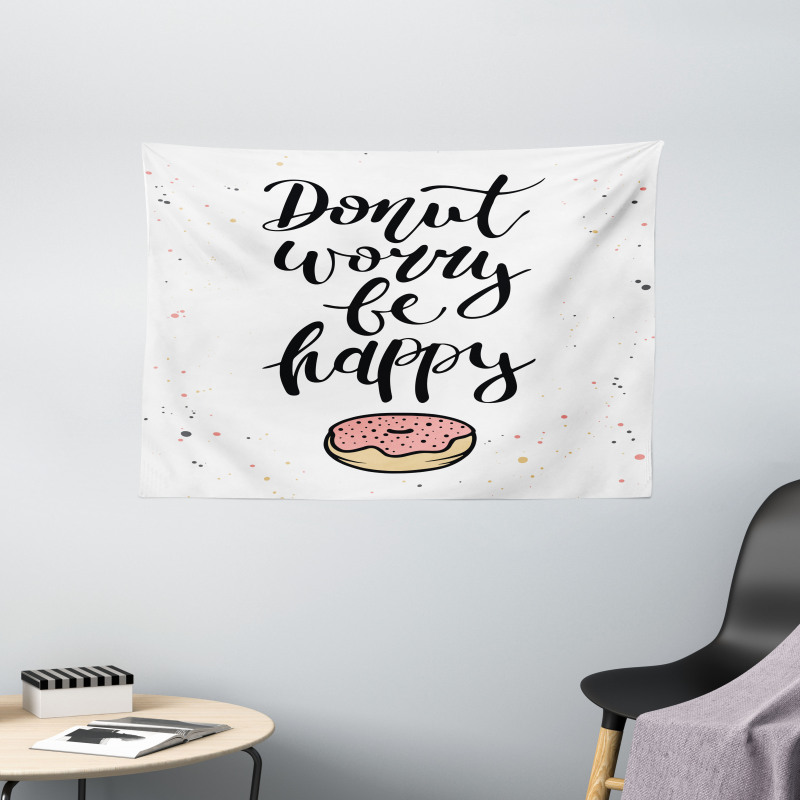 Donut Worry Words Stains Wide Tapestry