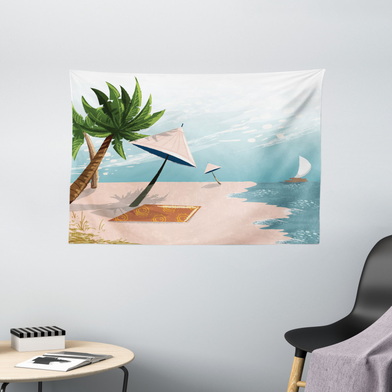 Beach Landscape Paradise Wide Tapestry