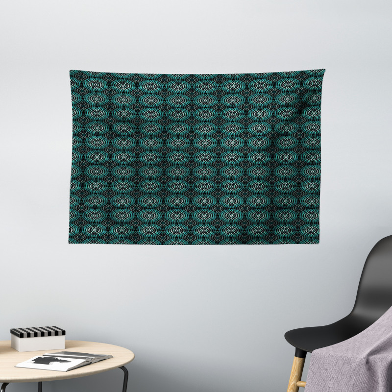 Retro Floral Motifs Wide Tapestry