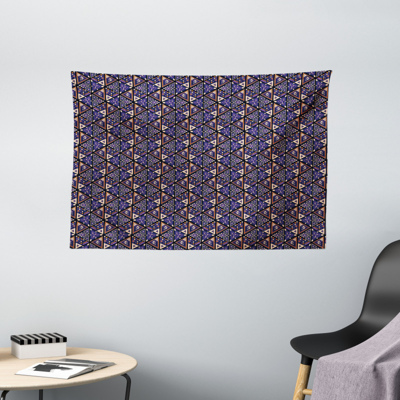 Folk Ornament with Triangles Wide Tapestry