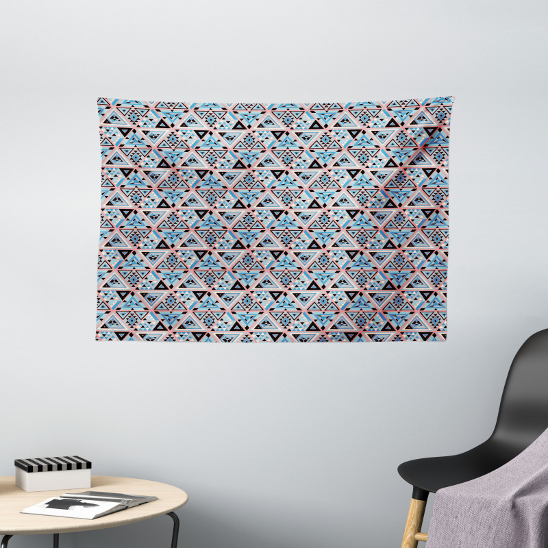 Folkloric Hipster Triangles Wide Tapestry