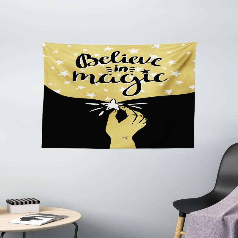 Believe in Magic Lettering Wide Tapestry