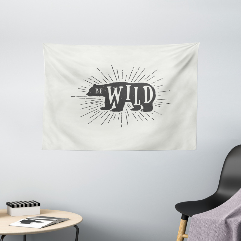 Woodland Bear Be Wild Phrase Wide Tapestry