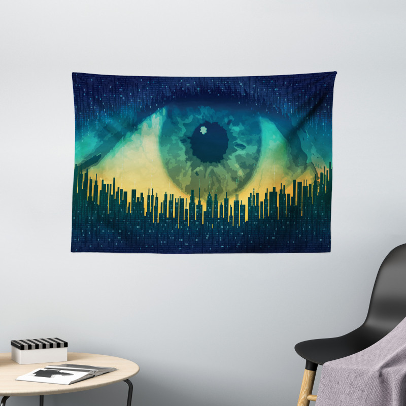 Surveillance Theme Motif Wide Tapestry