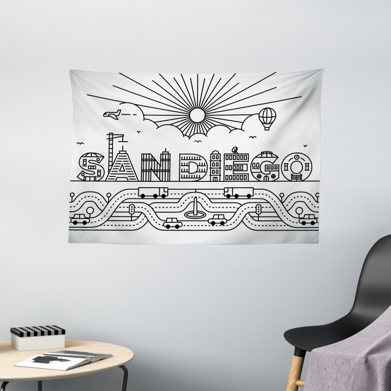City Typography Letters Wide Tapestry