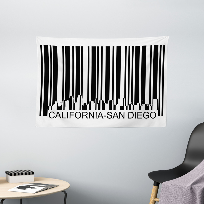 Barcode City Buildings Wide Tapestry