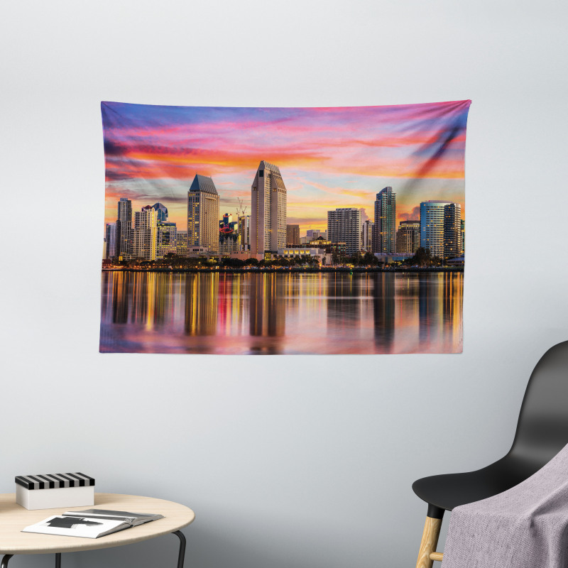 USA Downtown at Sunset Wide Tapestry