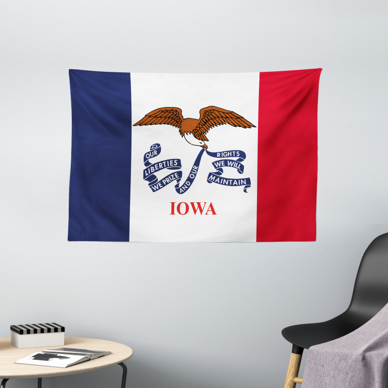 Flag Eagle and Words Wide Tapestry