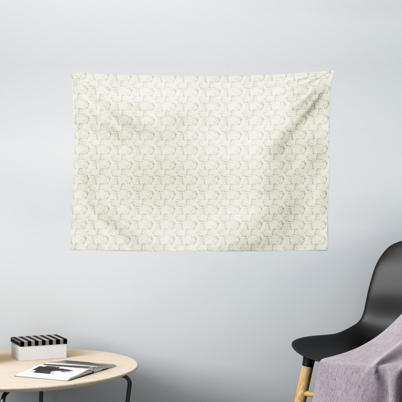 Animal Tiling Pattern Wide Tapestry