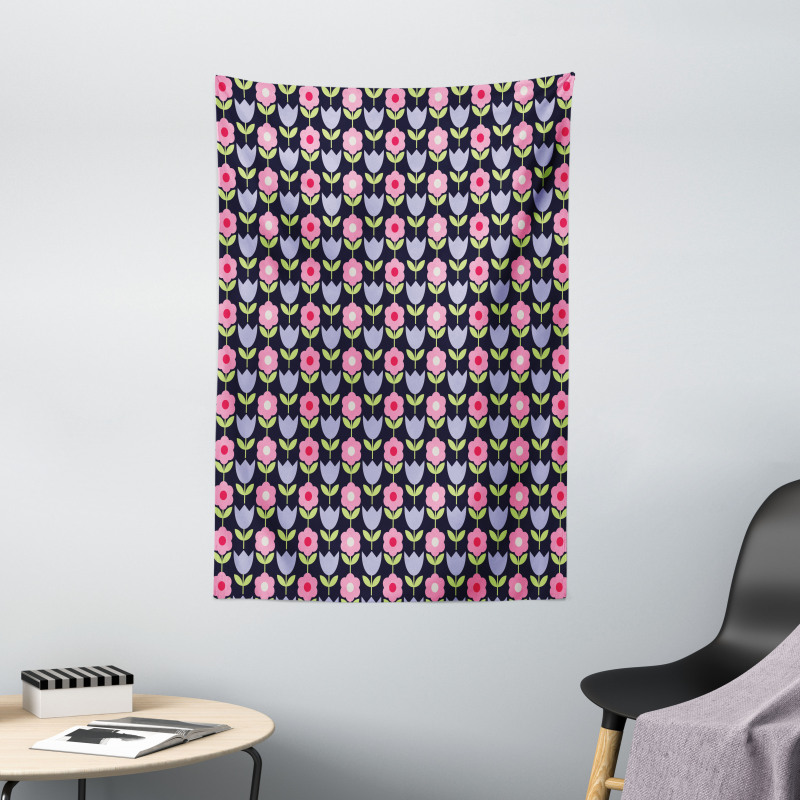 Daisy and Tulip Blossoms Tapestry