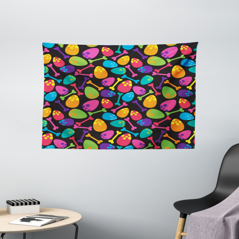 Dinosaur Eggs Bones Wide Tapestry