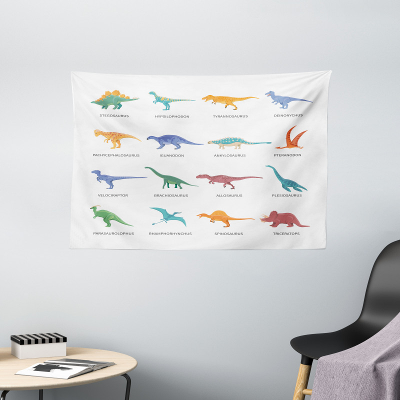 Jurassic Fossil Dinos Wide Tapestry