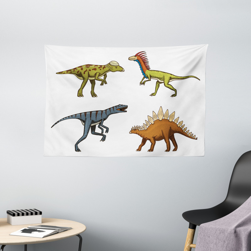 Reptile Fossils Animals Wide Tapestry