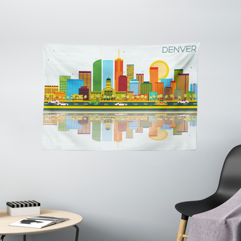 Denver Skyline Old Town Wide Tapestry