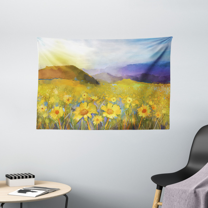 Daisy Blossoming Meadow Wide Tapestry