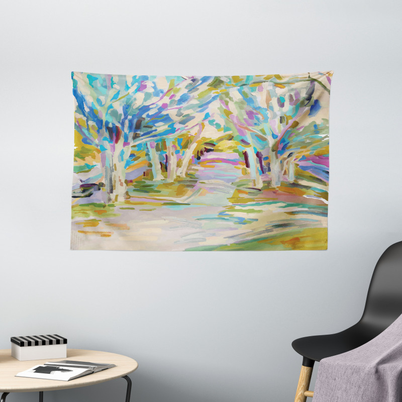 Leafless Trees Pastel Tone Wide Tapestry