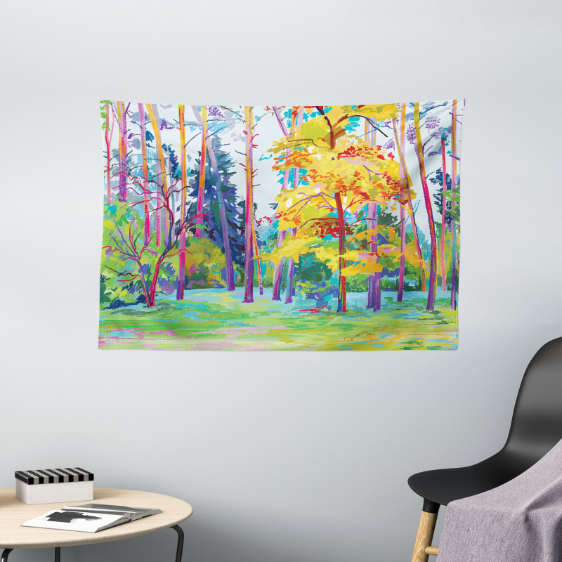 Spring Forest Painting Wide Tapestry