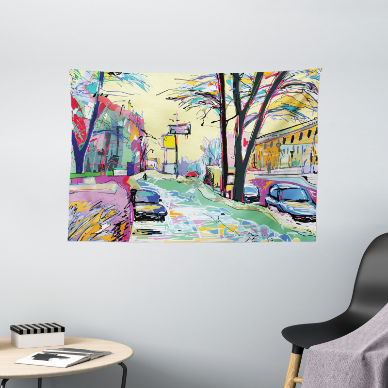 Contemporary Urban View Wide Tapestry