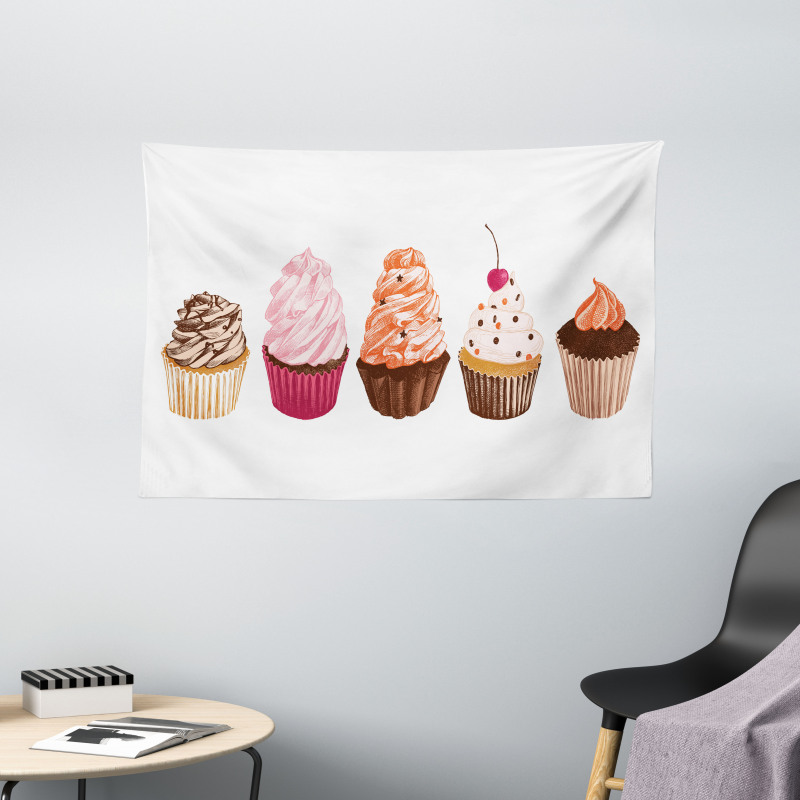 Cakes with Frosting Topping Wide Tapestry